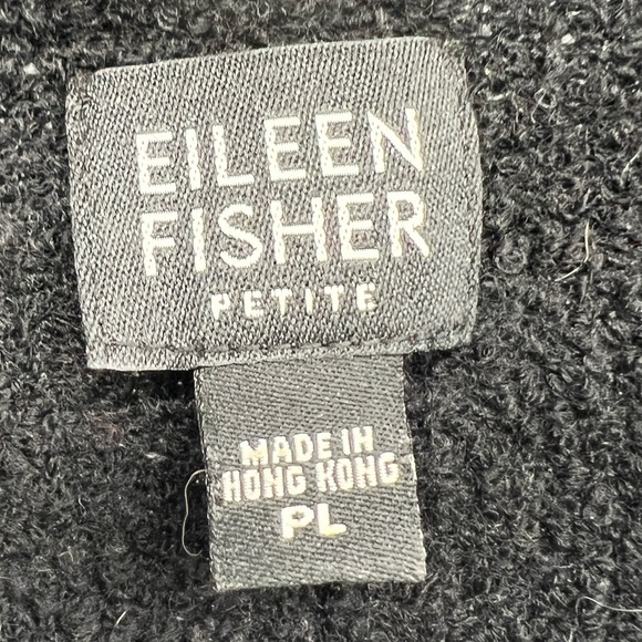 Eileen Fisher black wool black drape cardigan sweater size PL - Picture 4 of 9